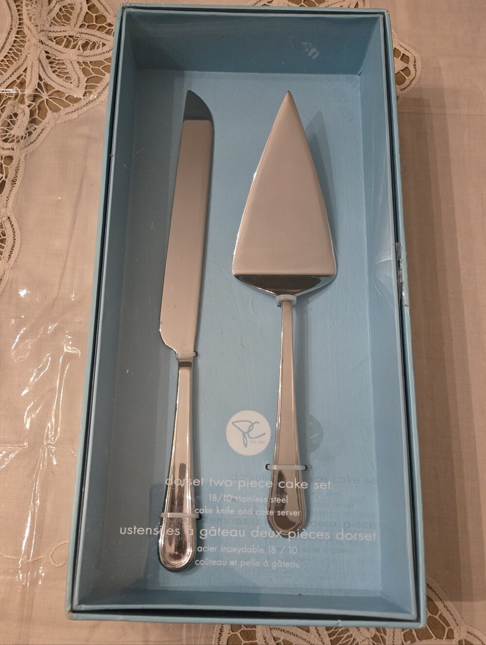 DORSET - 2pc CAKE KNIFE & SERVER - STAINLESS STEEL -NIB - GREAT FOR WEDDING